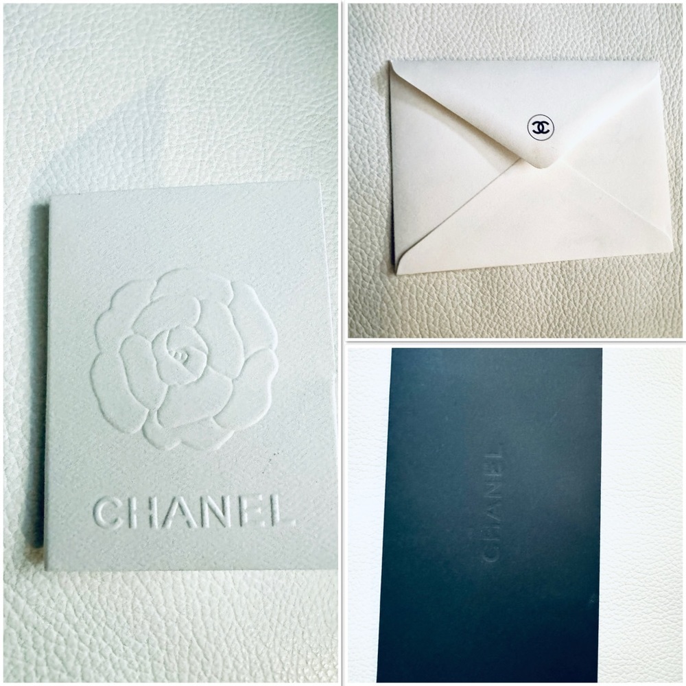 Chanel Receipt holders in camelia and black and an envelope